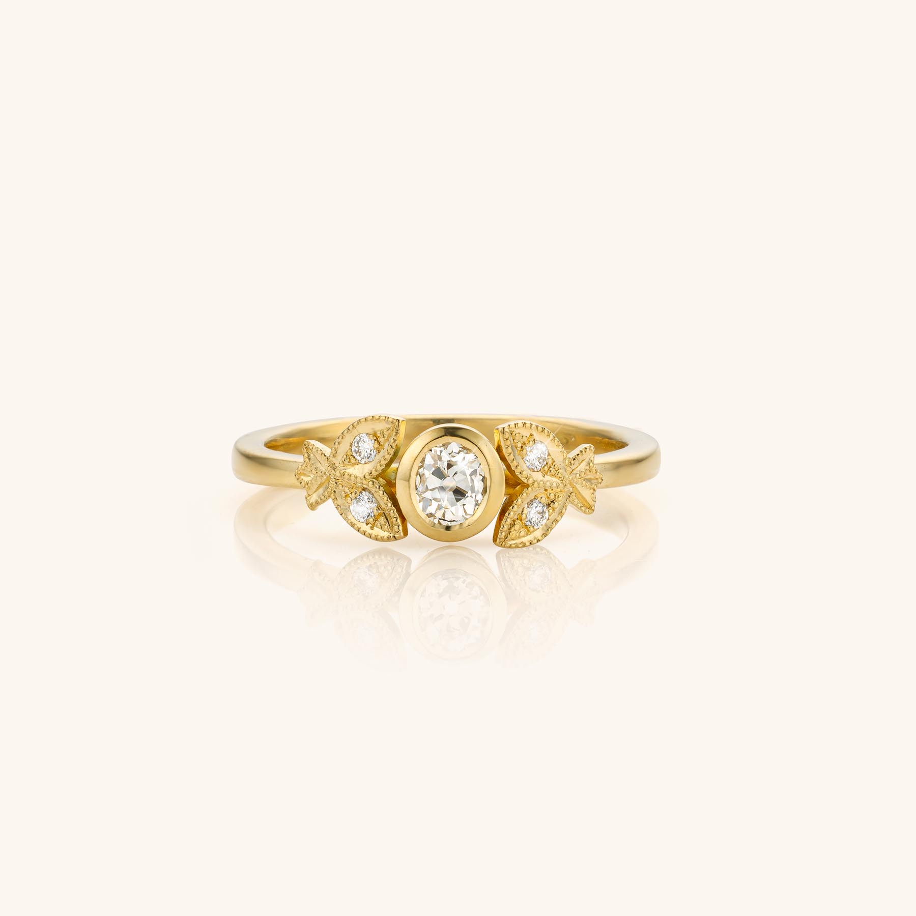 solitair olivia old mine diamant geel miniatuur 2